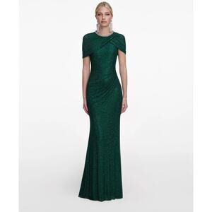 Self-Portrait Green Rhinestone Maxi Dress US 4